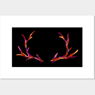 Reindeer Antlers in Lesbian Flag Colors Posters and Art